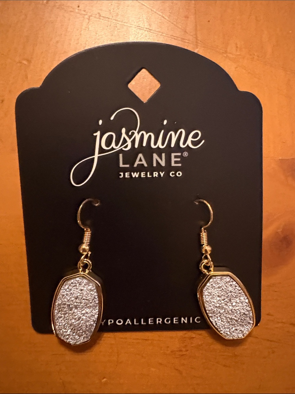 Jasmine Silver Glitter Drop Earrings